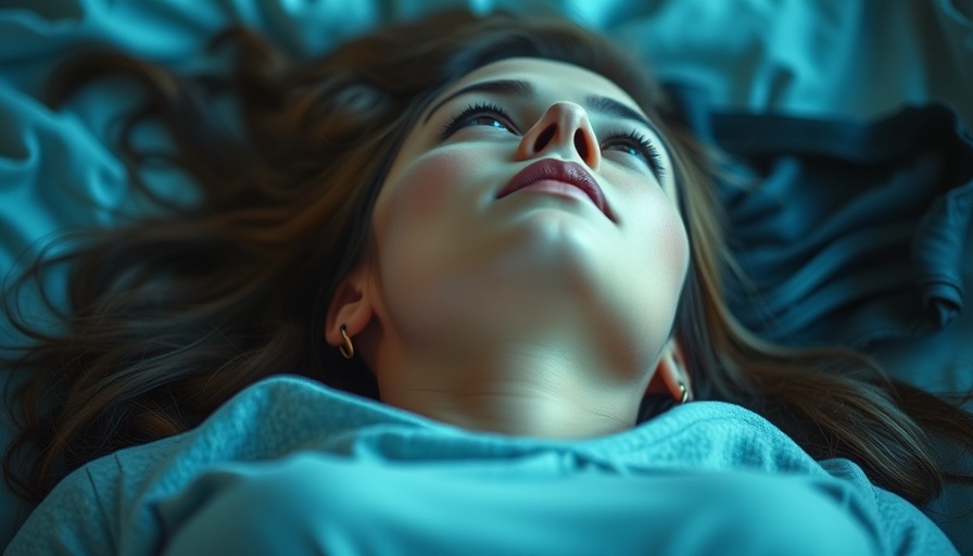 Serene woman lying sideways in soft lighting.