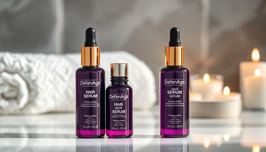DefenAge Hair Serum displayed with spa elements.