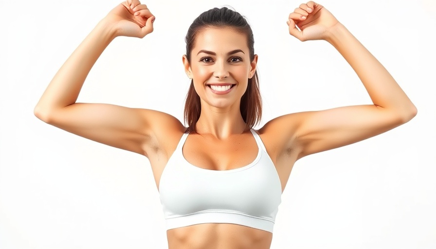 Athletic woman's upper body in a white bra, breast rejuvenation focus.