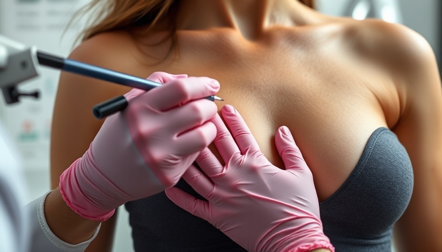 Breast augmentation consultation with markings on patient.