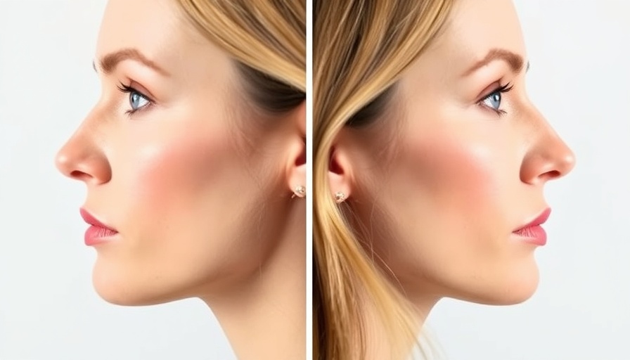 Rhinoplasty before and after profile comparison.