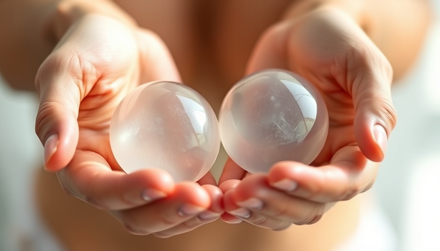 Close-up of hands holding silicone breast implants, breast trends.