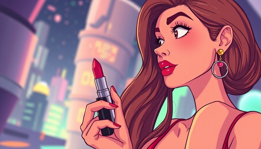 Stylized woman contemplating reflection for wrinkle treatments.