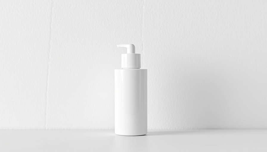 Minimalist moisturizer bottle on white background, anti-aging face creams.