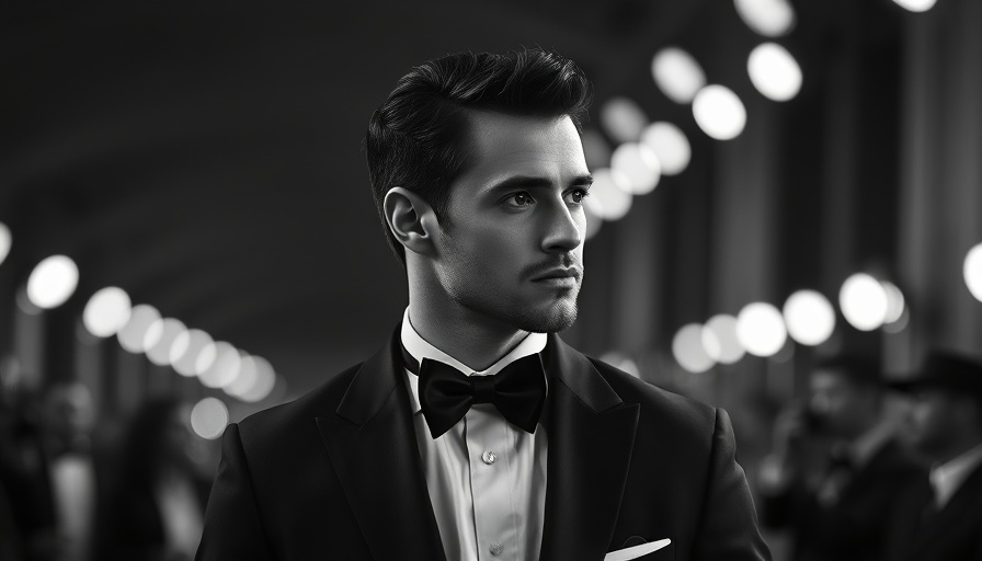 Brotox concept with a man in a tuxedo looking confident