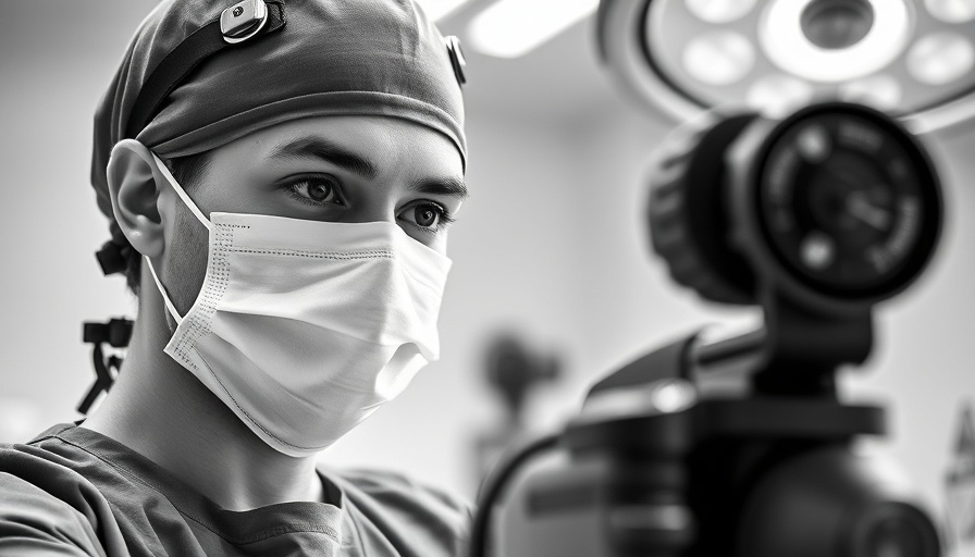 Healthcare worker in surgical mask examining equipment, Barbie Botox.