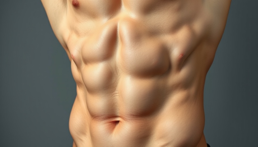 Close-up of toned abs showing abdominal etching definition.