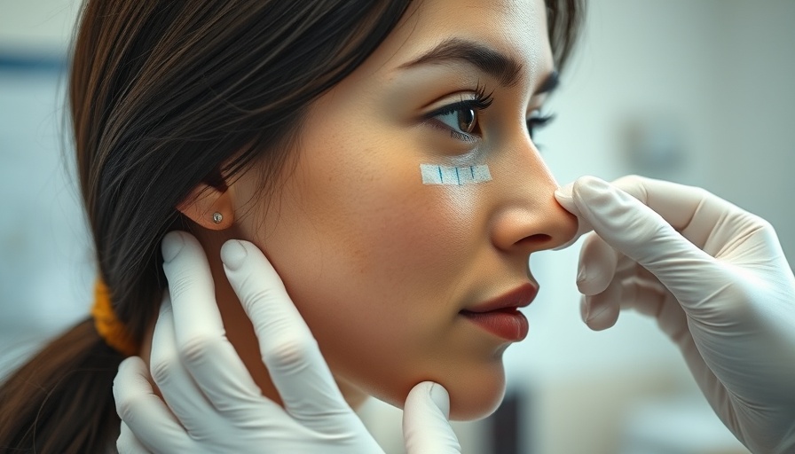 Rhinoplasty consultation in clinical setting, winter theme.