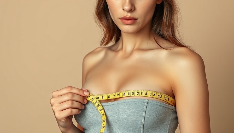 Young woman measuring bust size, emphasizing health and wellness