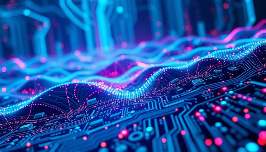 Futuristic digital landscape with AI elements for AI search optimization