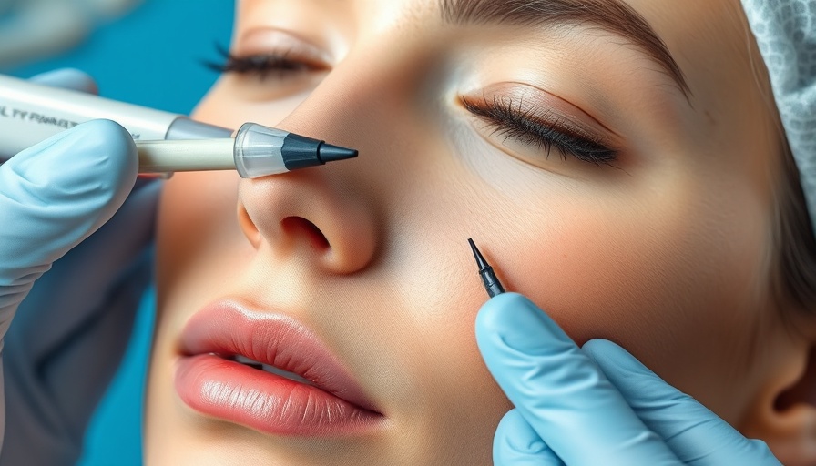 Scarless rhinoplasty illustration with medical marking.