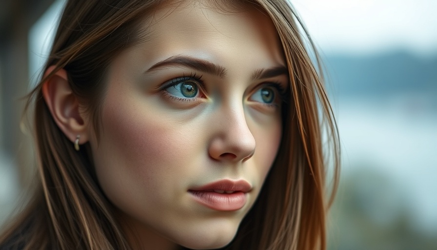Thoughtful young woman close-up portrait with braided hair