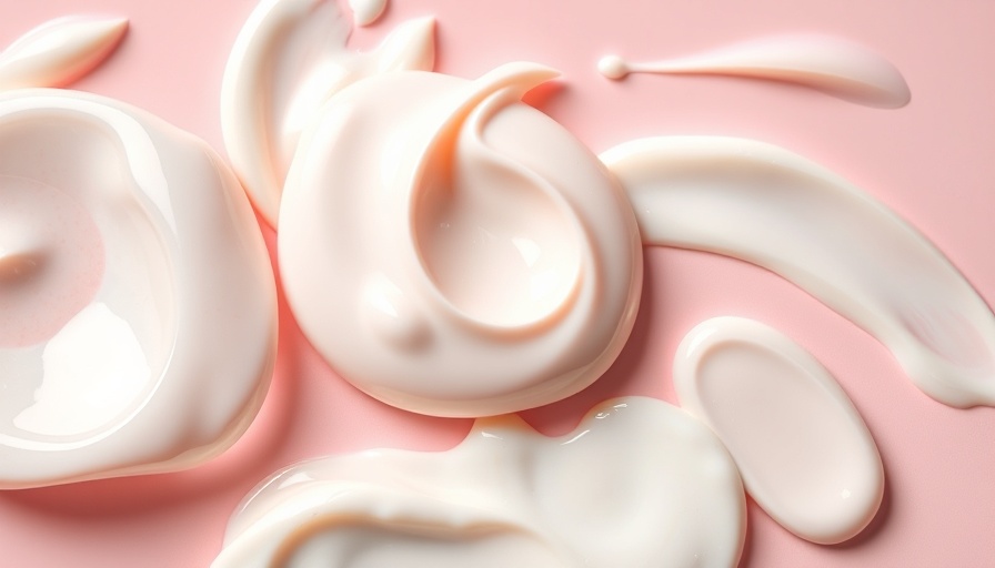 Beta-glucan skincare textures on pink background, glossy and creamy varieties