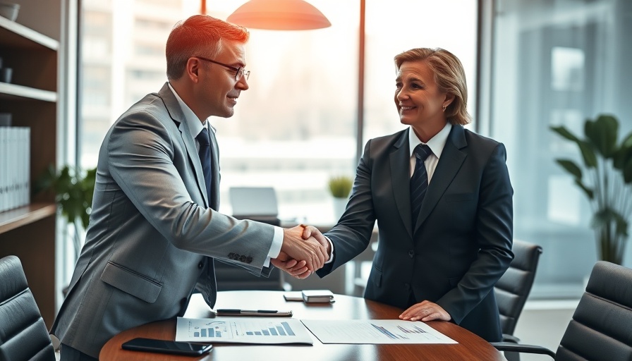 Business handshake in a medtech and aesthetics meeting.