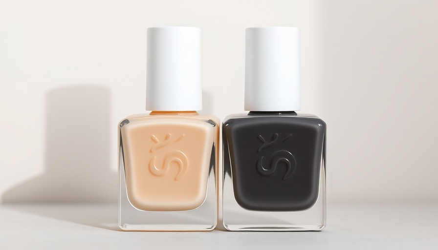 Elegant winter neutral nail shades in cream and grey bottles.
