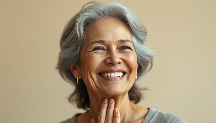 Mature woman smiling, highlighting dermal fillers effect.