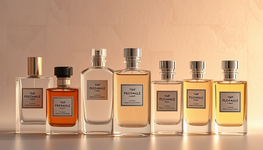 Luxurious selection of musky fragrances bottles with elegant design.