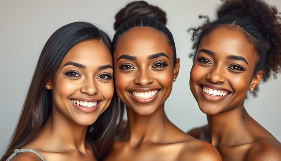 Three women showcasing natural enhancements and beauty in a soft studio setting.