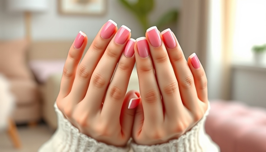 Glossy pink French manicure on elegant hands.