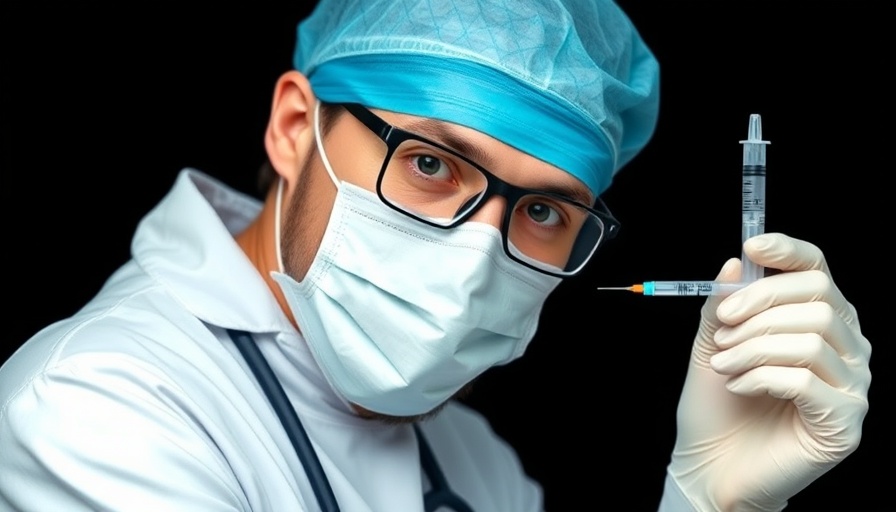 LumipenPro surgeon confidently holding a syringe in blue gown.