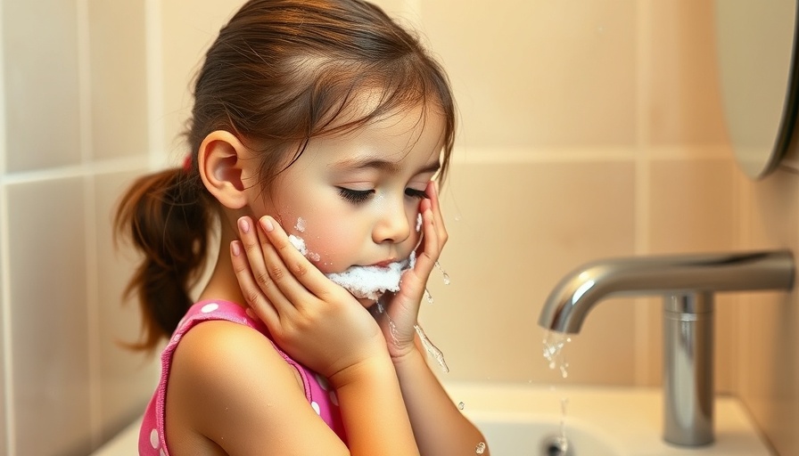 Young girl washing face, related to California law on skincare for minors.