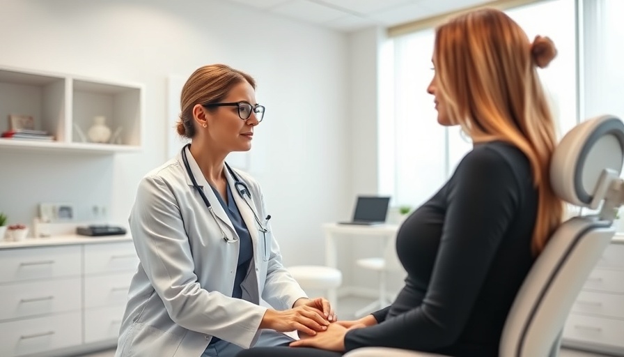 Doctor consulting patient for breast augmentation or lift.