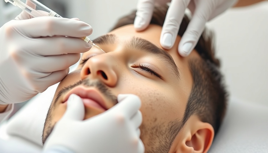 Man receiving aesthetic treatment in a clinic, serene and detailed.