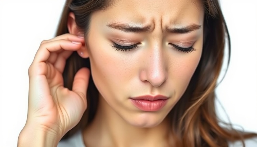 Young woman touching her ear contemplating ear pinning surgery.