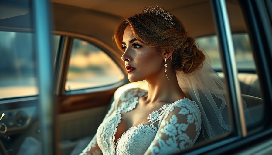 Elegant bride in car during pre-wedding filler shoot.