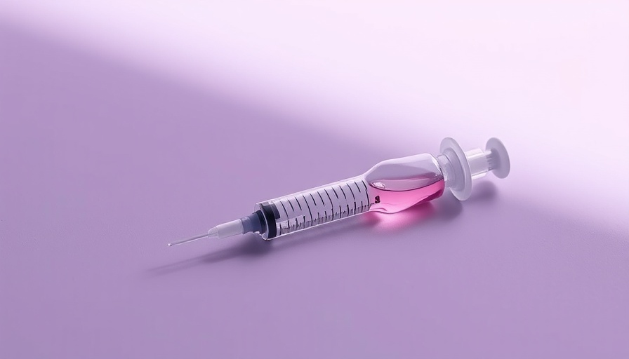 Minimalistic micro-botox syringe and vial with soft shadows.