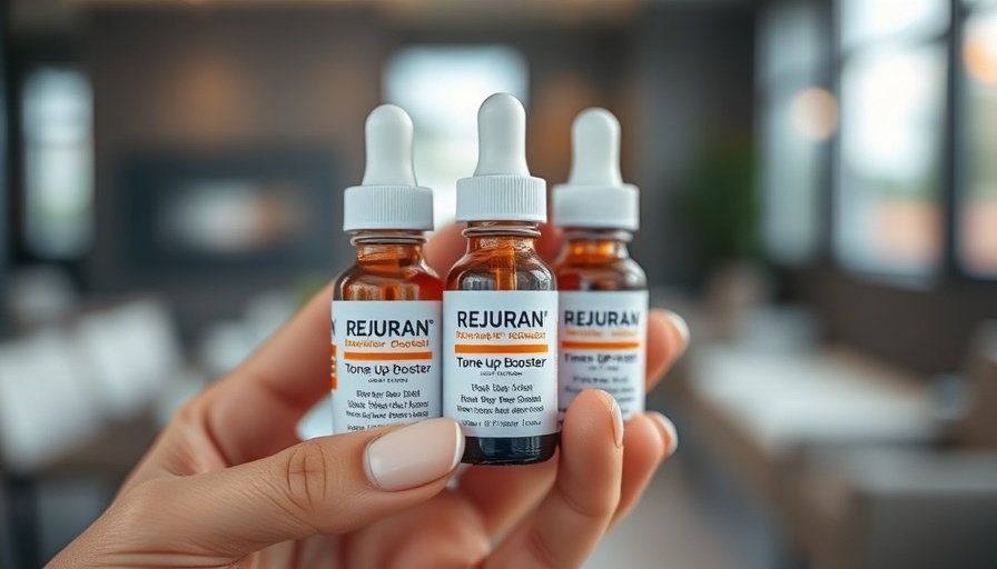 Close-up of Korean skin booster bottles showcasing advanced skincare technology.