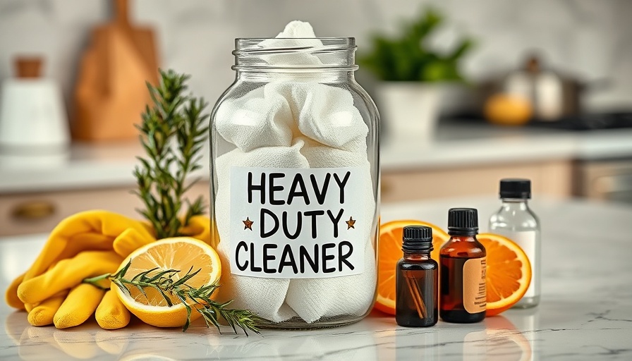 Kitchen Cleaner With Essential Oils in a jar with natural ingredients.