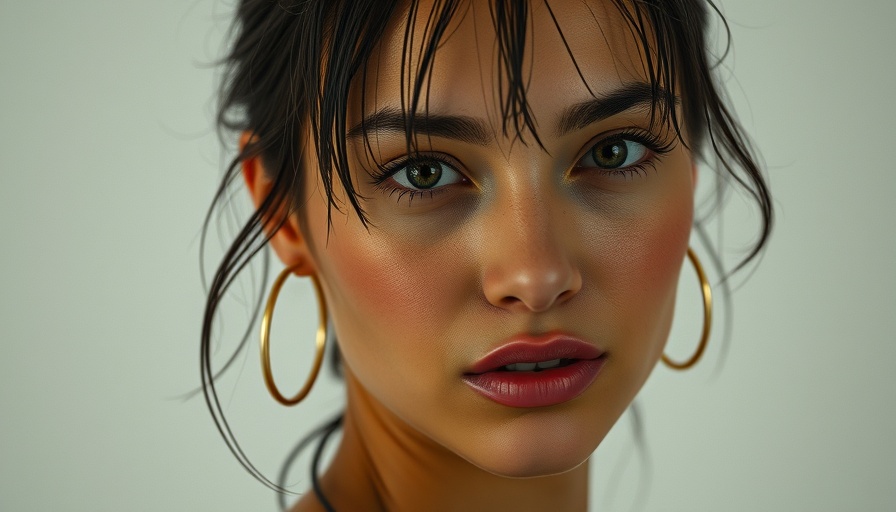 Best Lip Plumpers: Close-up of a woman with wet hair and gold hoop earrings.
