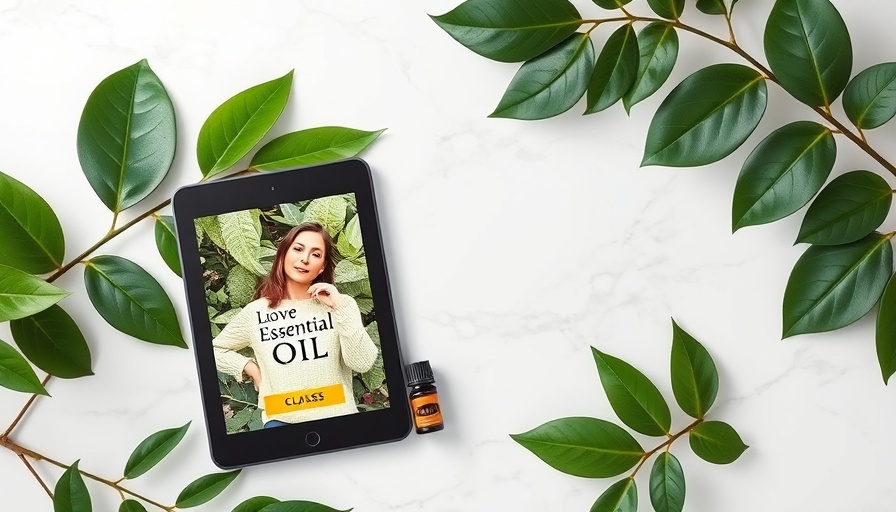 Promotional banner featuring essential oil class advertisement.