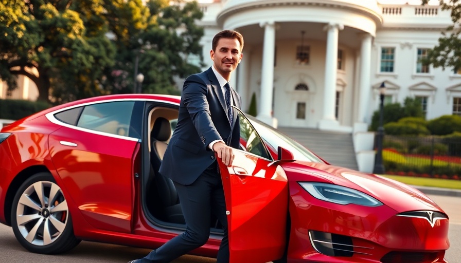 Confident man exits Tesla at White House