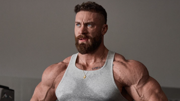 Chris Bumstead hairline design, with soft lighting.