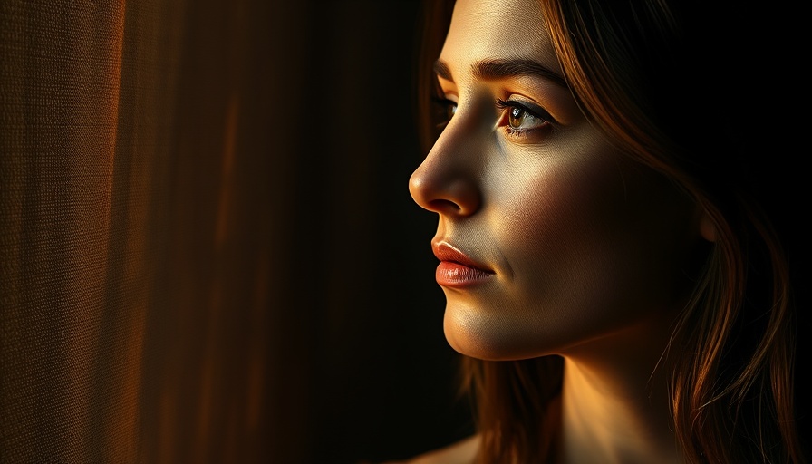 Profile of serene woman focusing on healing skin care.