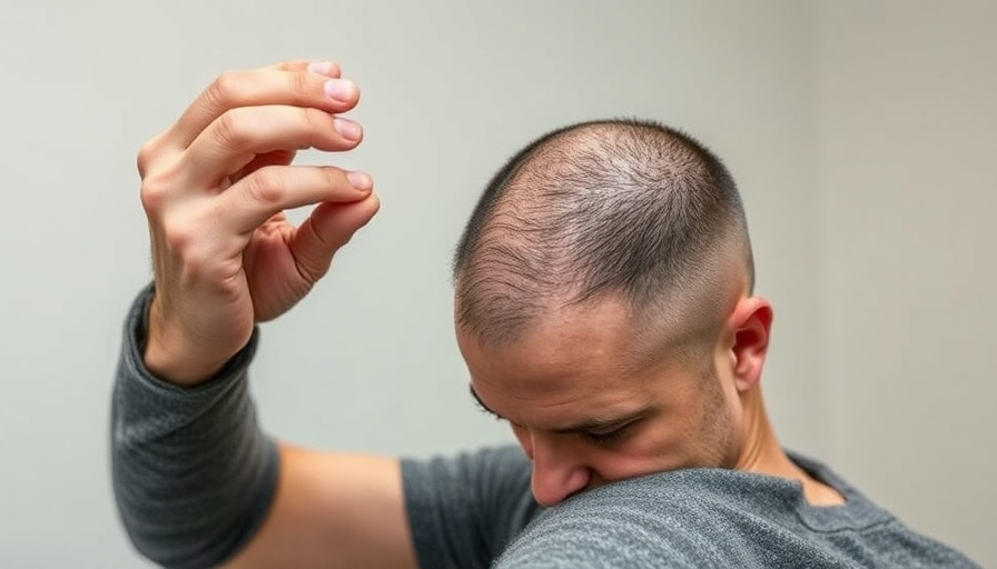 Man showing crust post-hair transplant, recovery process insight.