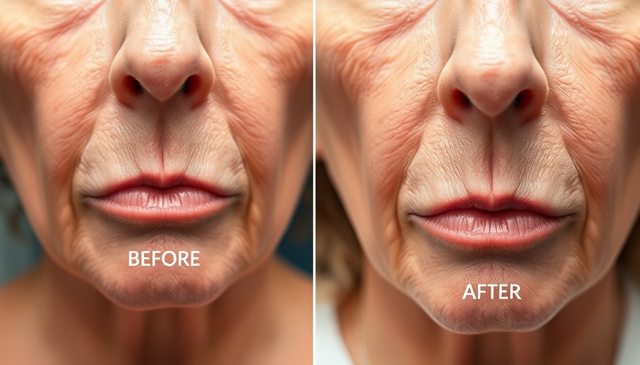 Comparison of jowls before and after treatment, showing improvement.