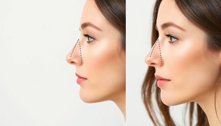 Rhinoplasty before and after comparison on woman's profile.