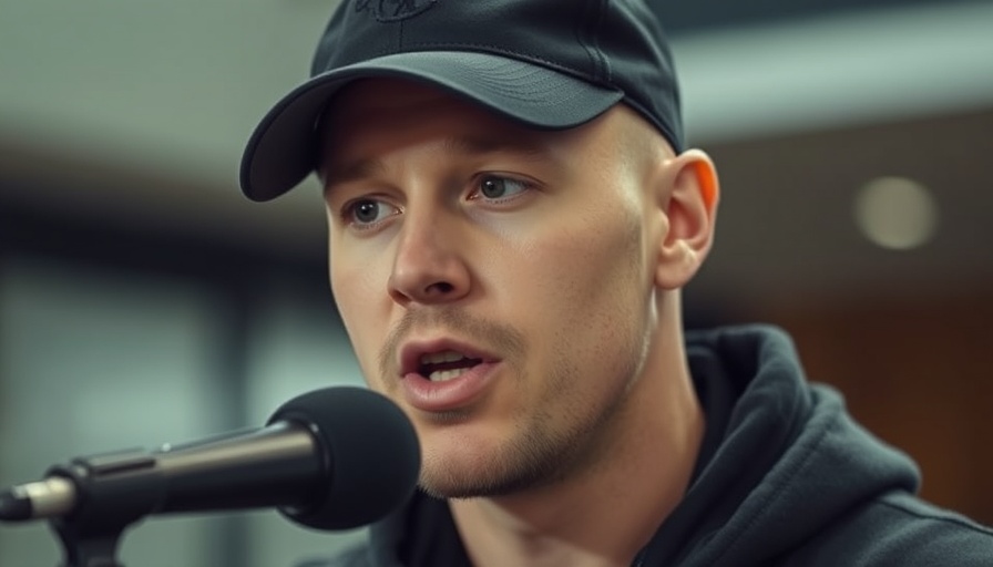 Future human appearance concept, man speaking into microphone