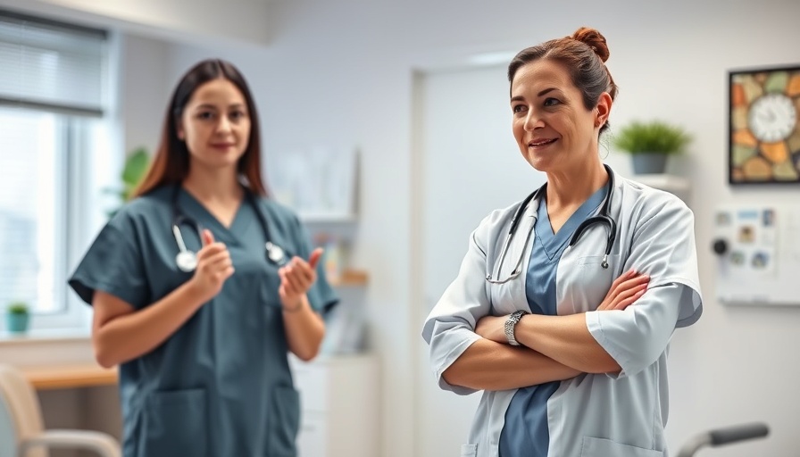 Professional discussing anti-aging therapies in clinic.