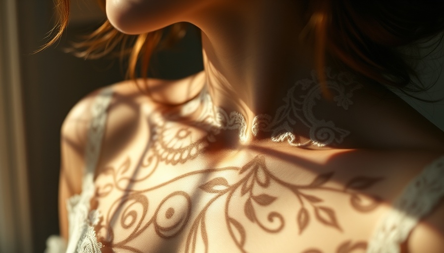 Intricate shadows on a woman's neck, warm lighting