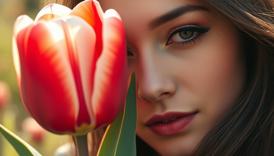 Woman with tulip in sunlight, embodying allergy-friendly skincare concepts