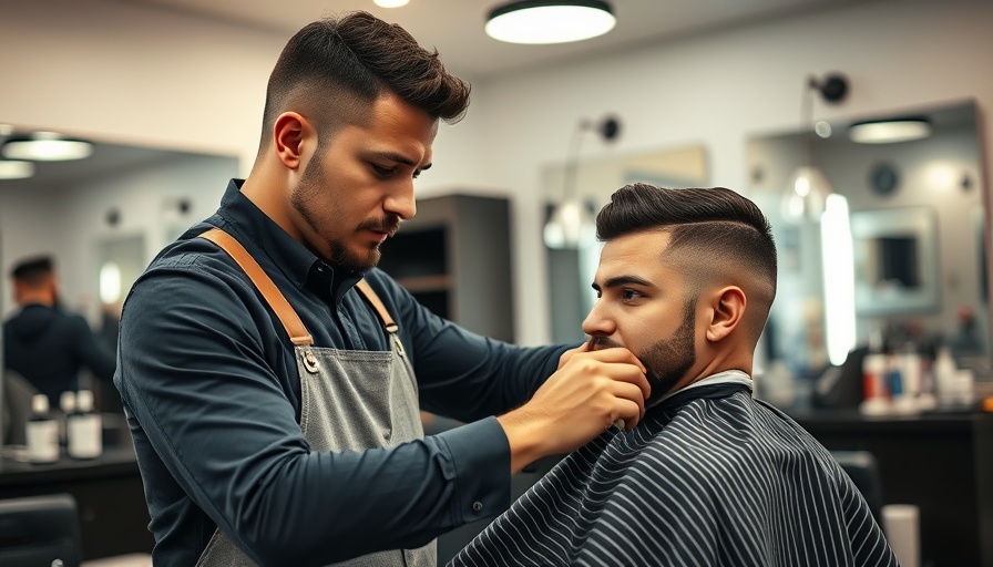 One-armed barber skillfully working in a modern barbershop
