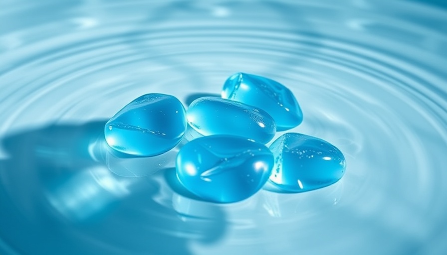 Moisturizing gel creams on rippling water conveying teamwork value.