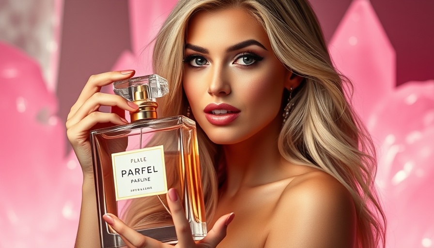 Paris Hilton ICONIC Perfume Release, glamorous pose with perfume bottle.