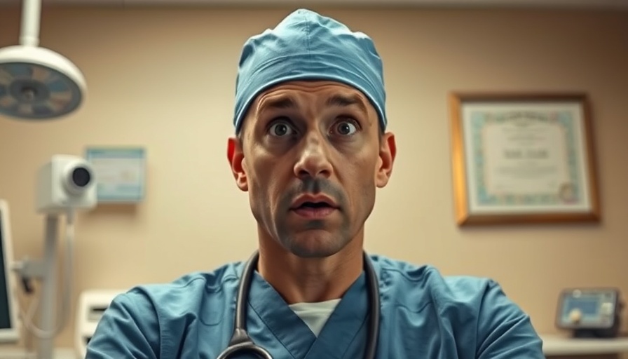 Choosing the right plastic surgeon: surprised surgeon in office.
