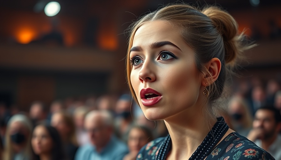 Discussion on eyebrow bleaching risks, passionate speaker at public event.
