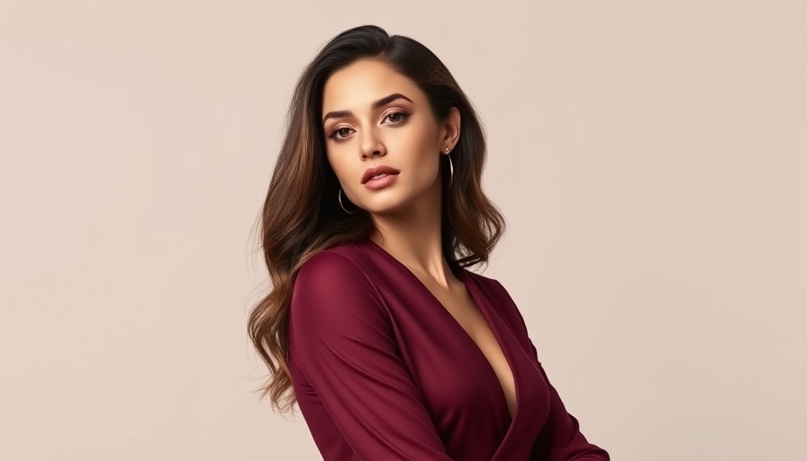 Elegant woman in burgundy outfit, skincare tips for beauty enhancements.